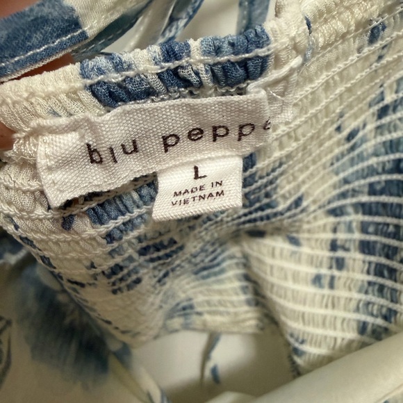 Blu Pepper Blue and White Smocked Dress - Picture 2 of 6